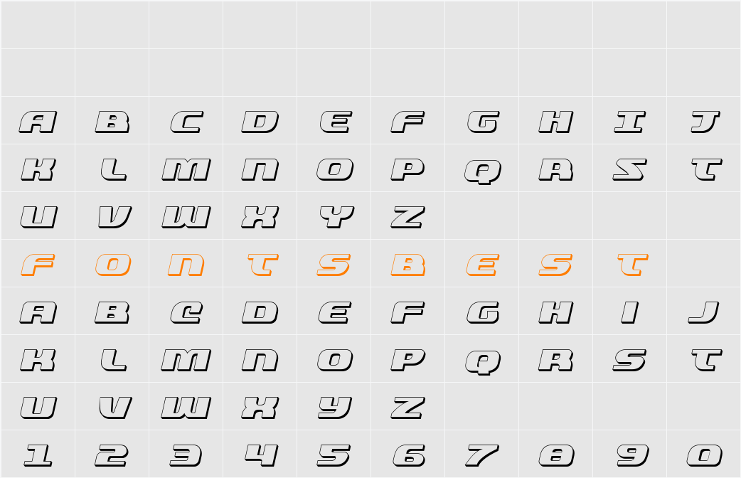 Quickening 3D Italic Character Map