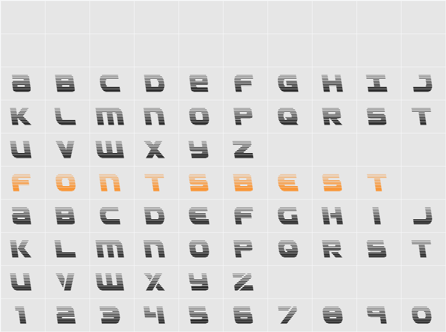 Ozda Gradient Leftalic Character Map
