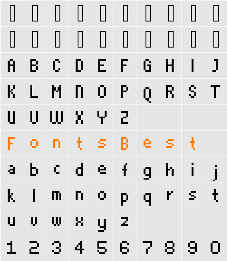 FFF Aquarius Condensed Character Map
