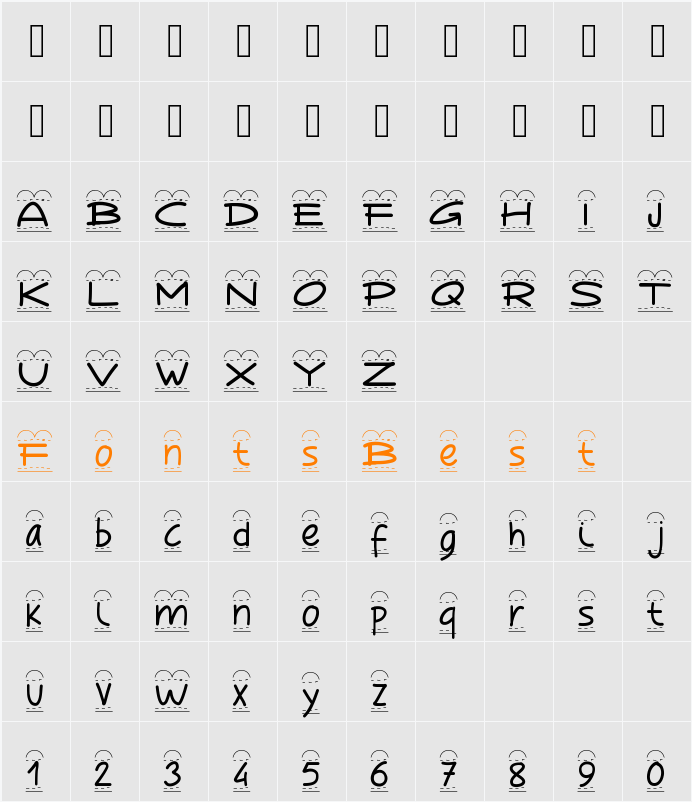 PWBroderie Character Map