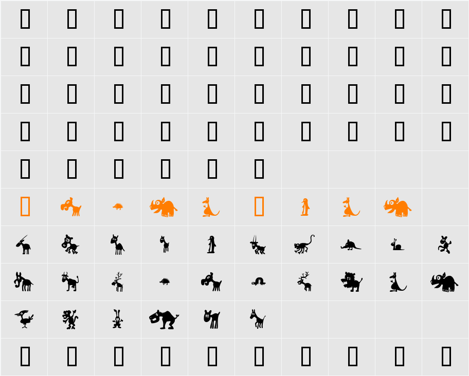 Win Pets 1 Character Map
