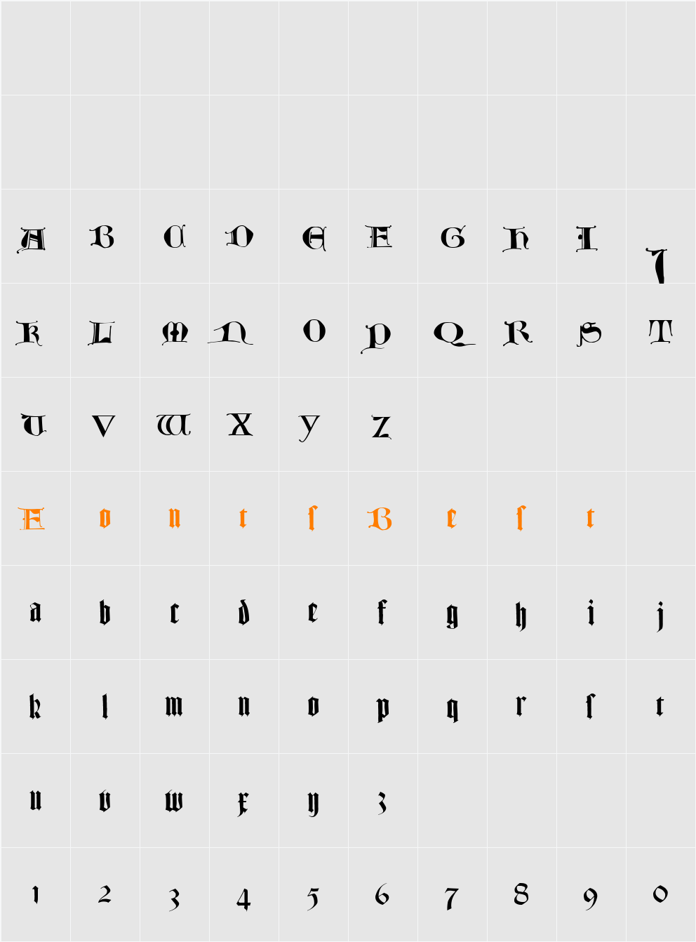 TexturLombardisch LT Dfr Character Map