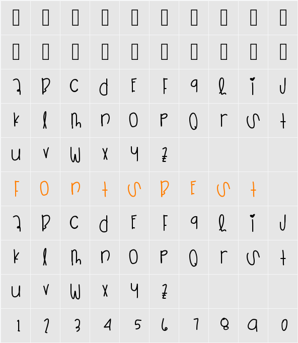 ZipperHeart Character Map