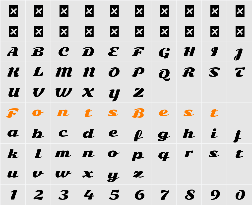 Sonsie One Character Map