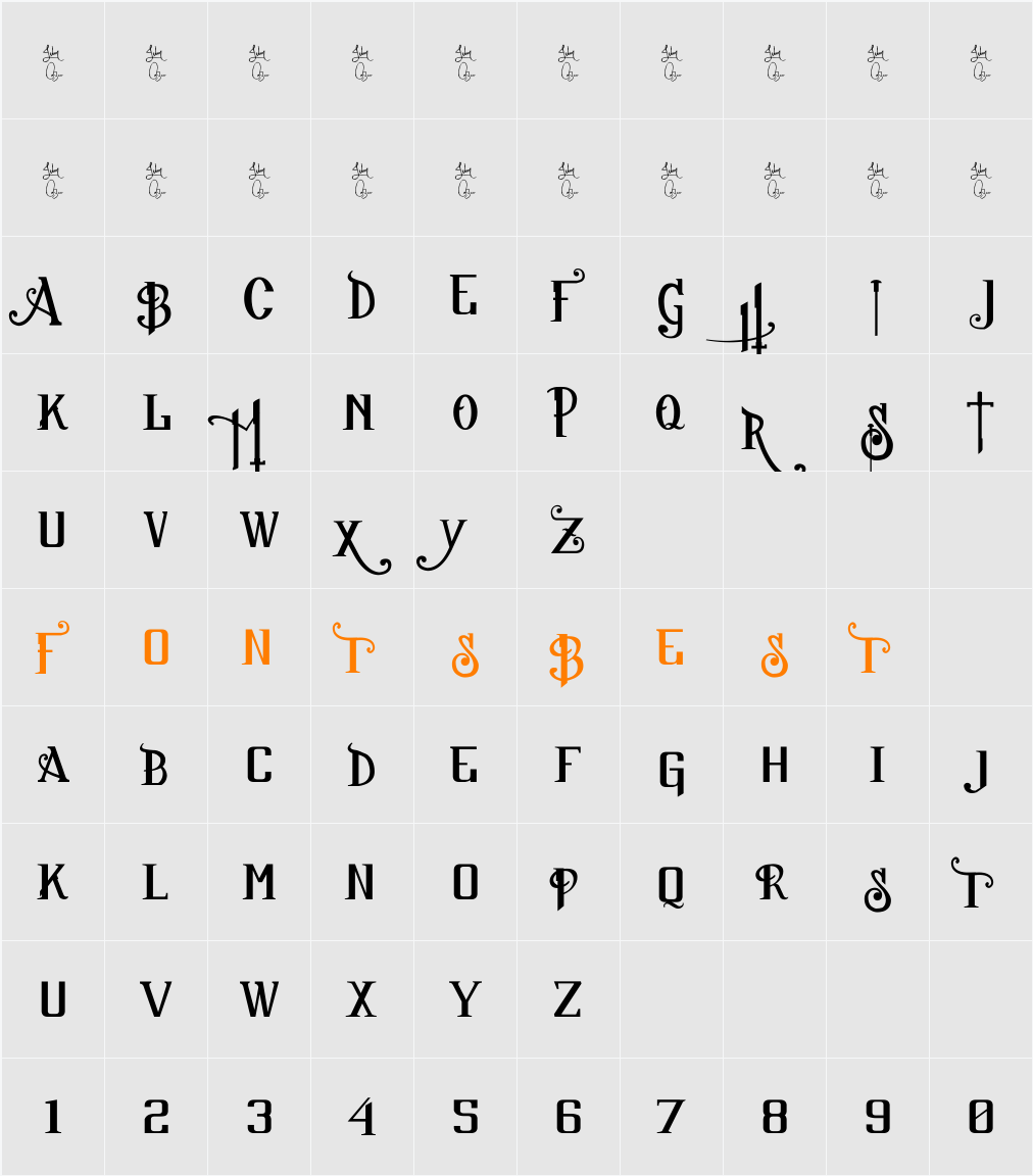 Sucker Font Character Map