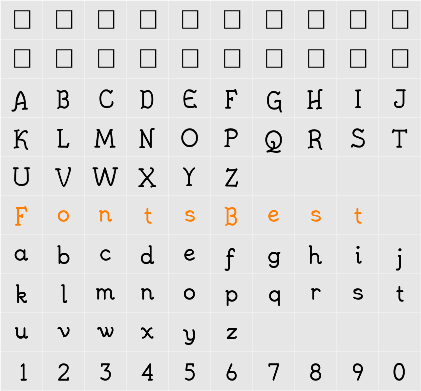 JennerikInfml Character Map