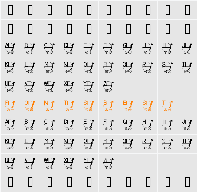 Rykers Pram Character Map