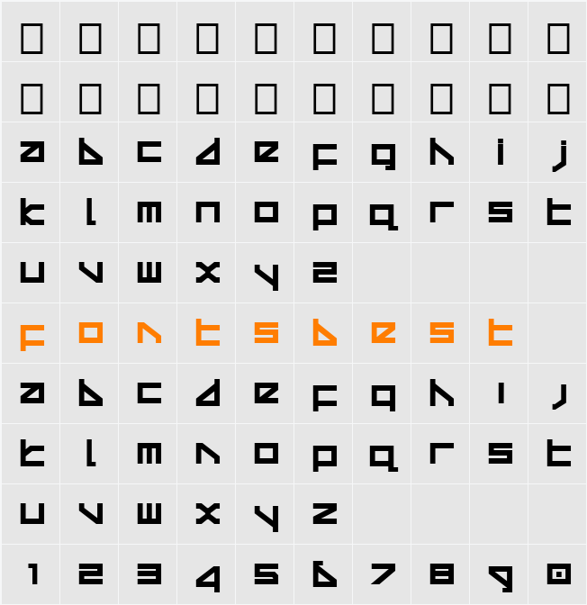 Delta Ray Bold Character Map
