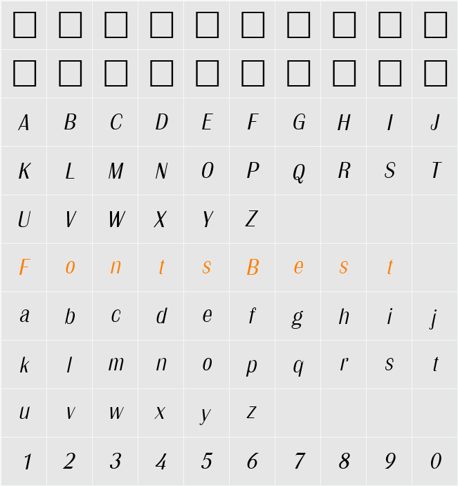 PSL-Pojamarn Character Map