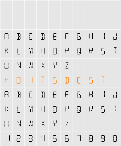 SF Digital Readout Character Map