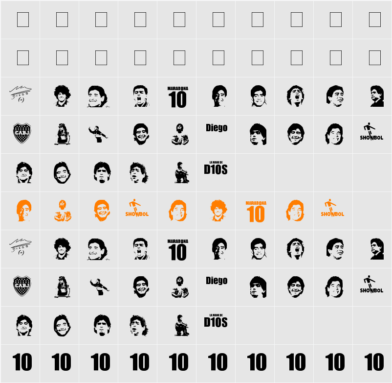 grande maradona Character Map