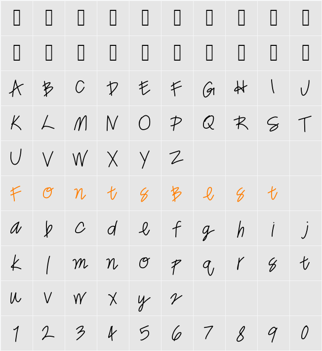 freetowrite Character Map