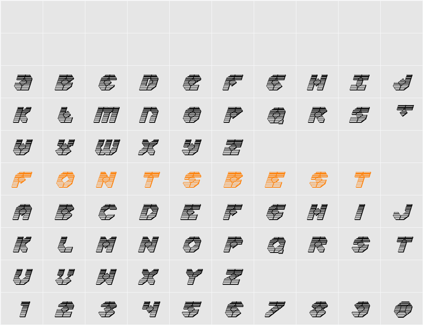 Zoom Runner Chrome Italic Character Map
