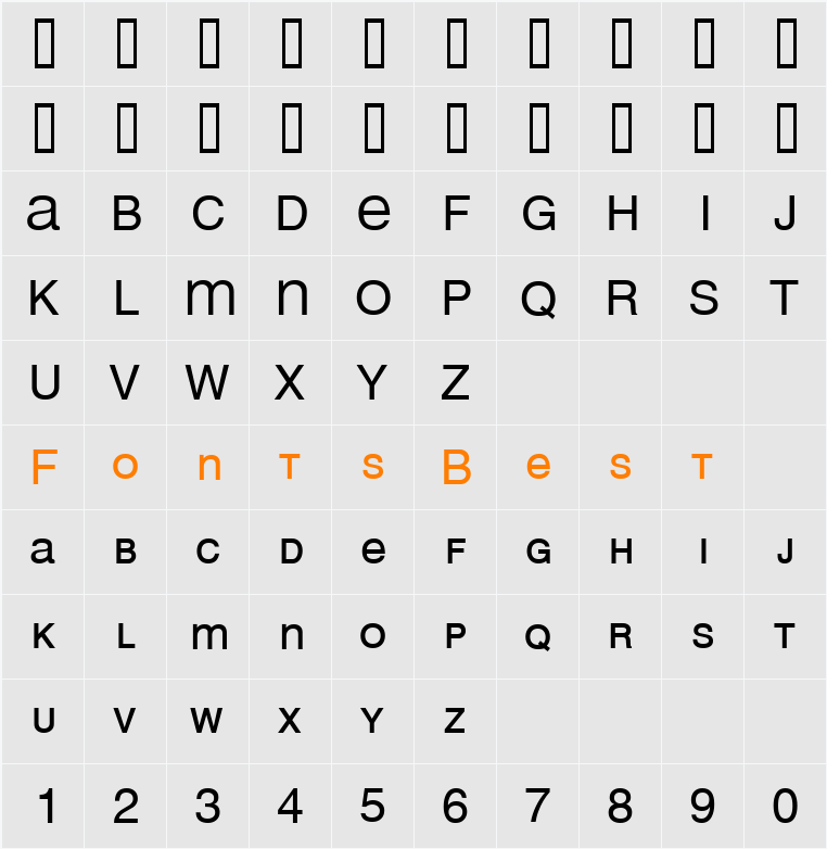 MEAN 26 Sans Character Map