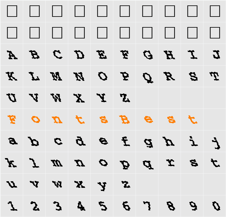 FZ BASIC 54 WAVEY LEFTY Character Map