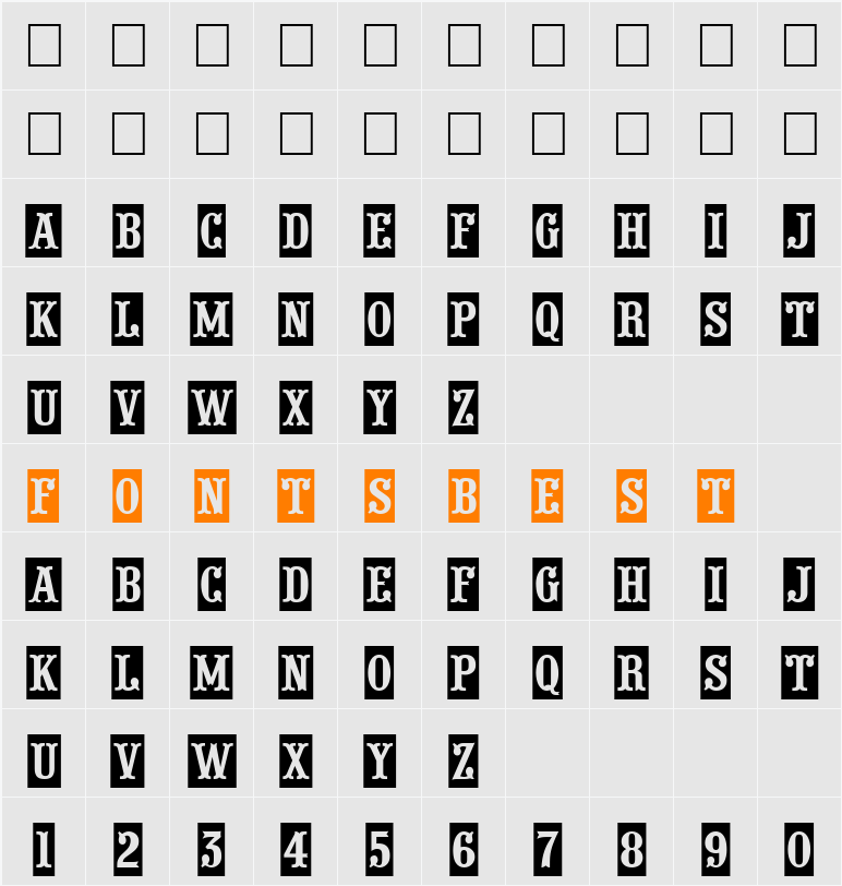 a_PresentumCmNr Character Map