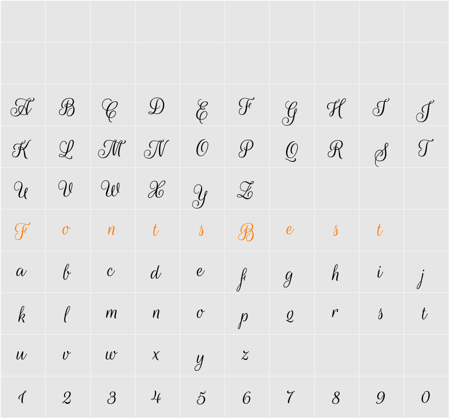 Rouge Script Character Map
