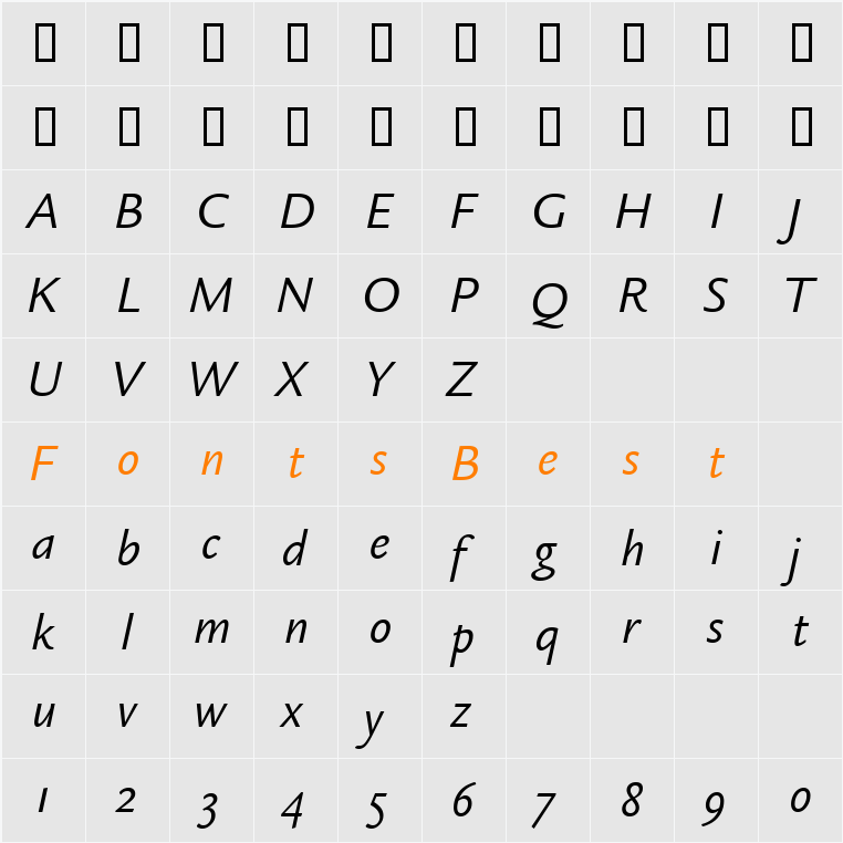 Legacy Sans OS ITC TT Character Map