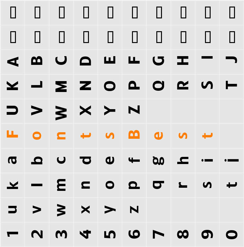 FontLeft Character Map