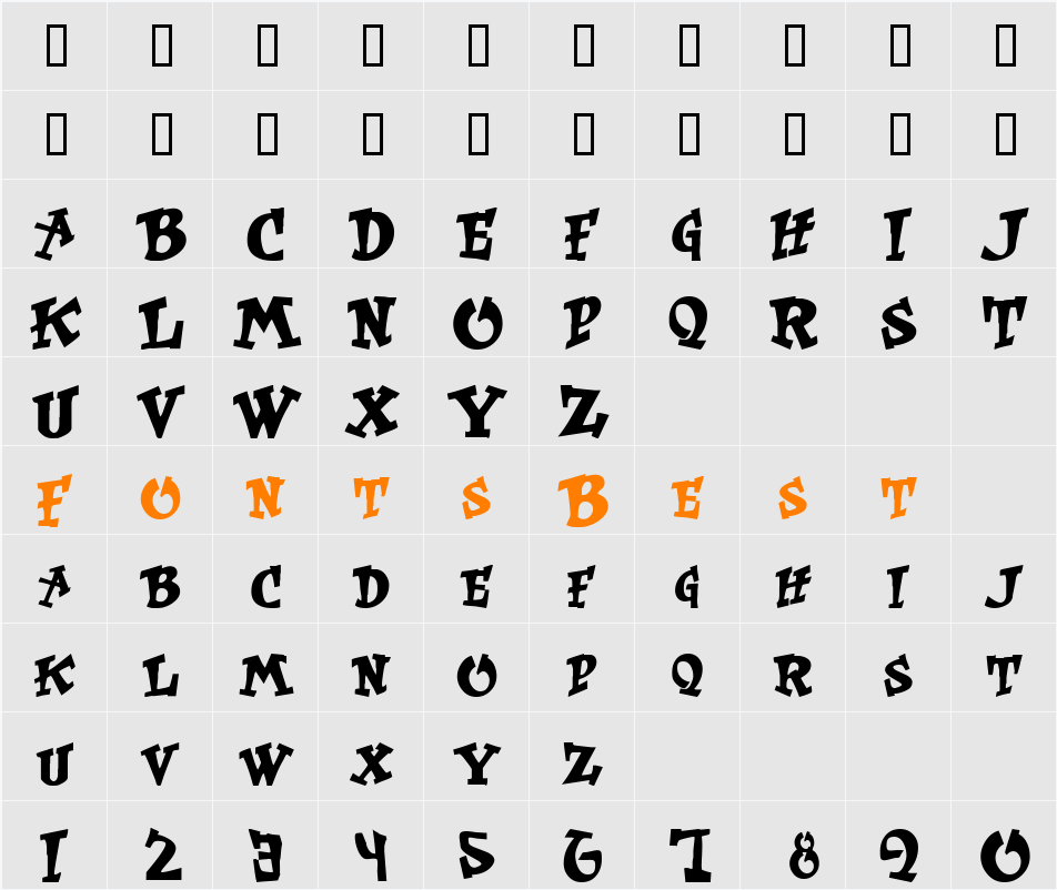 Wass Character Map