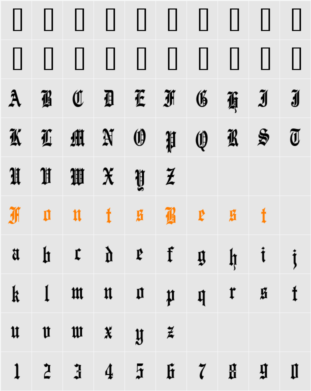 Engraved Thin Character Map