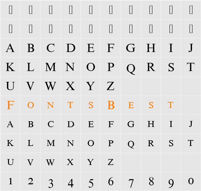 NimbusRomNo9SCT Character Map
