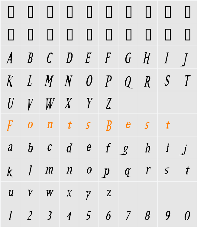 Kallamar Character Map