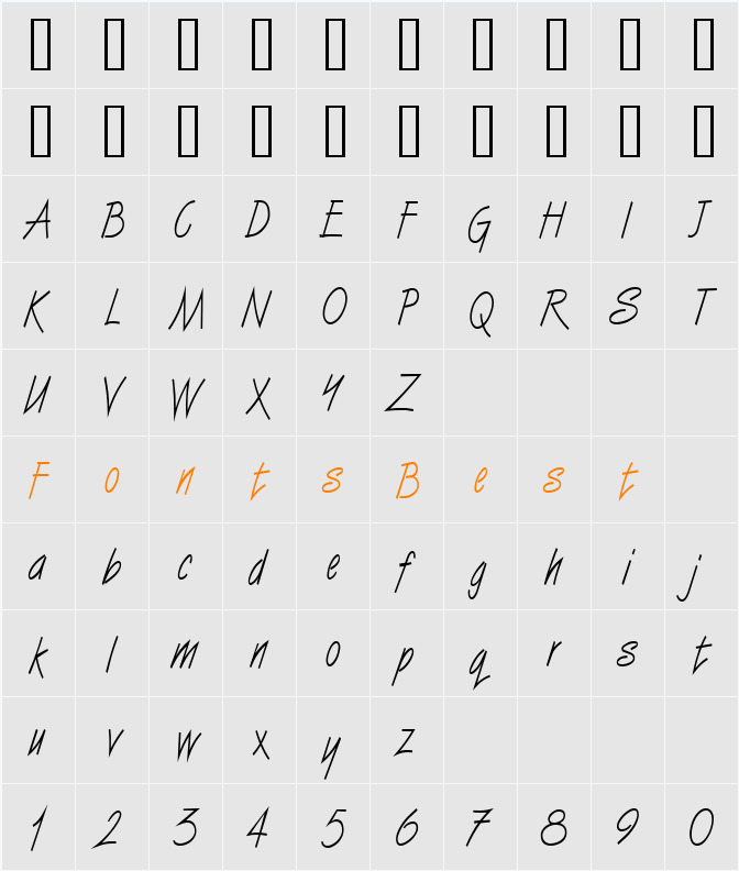 Vizier Condensed Character Map