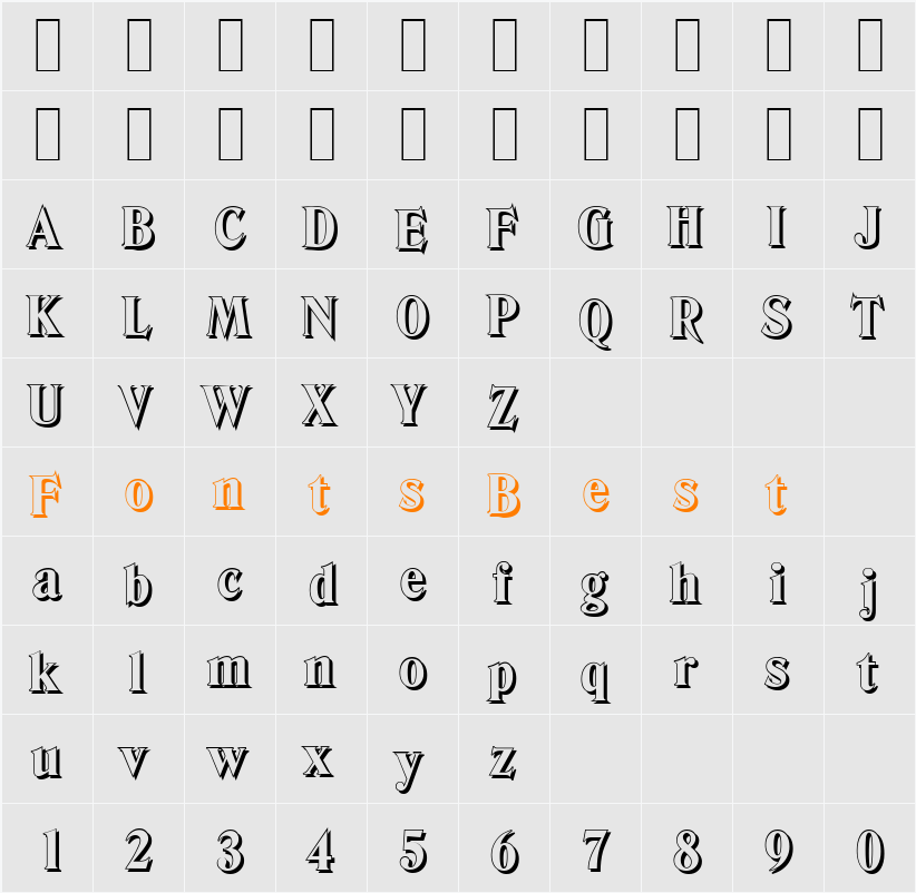 DenverShadow-Xbold Character Map