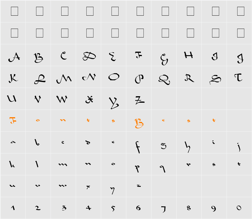 Sahara-Normal Wd Lefti Character Map