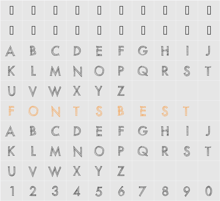 PWScratchedfont Character Map