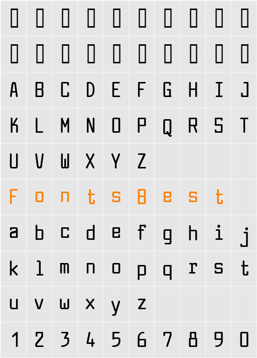 Larabiefont Condensed Character Map