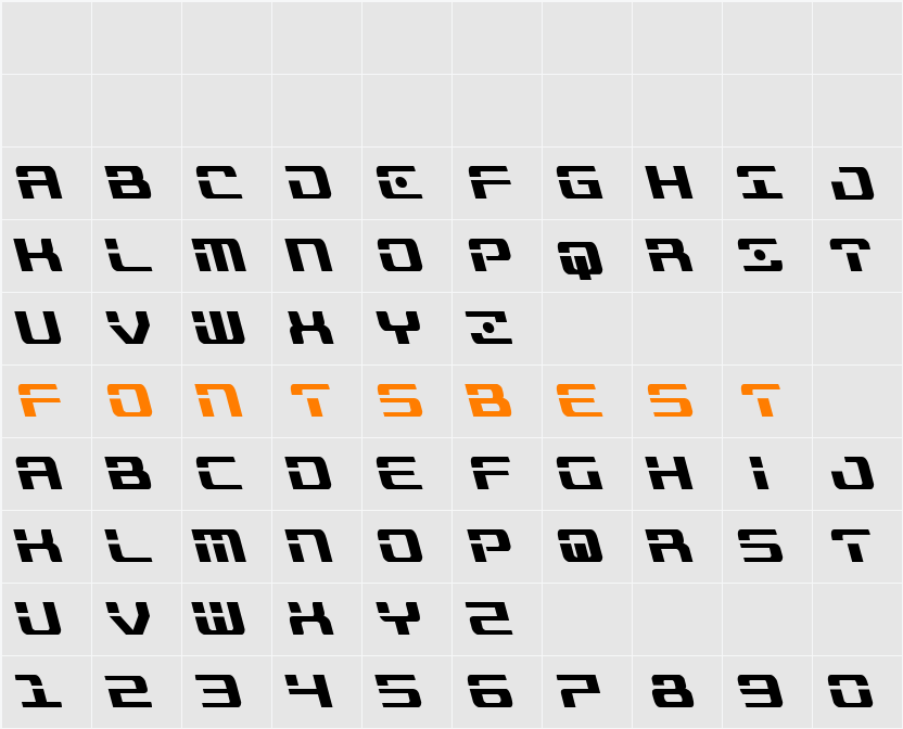 Troopers Condensed Leftalic Character Map