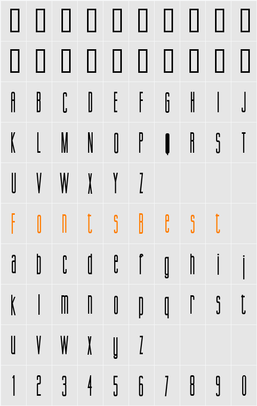 Gorgio Condensed Character Map