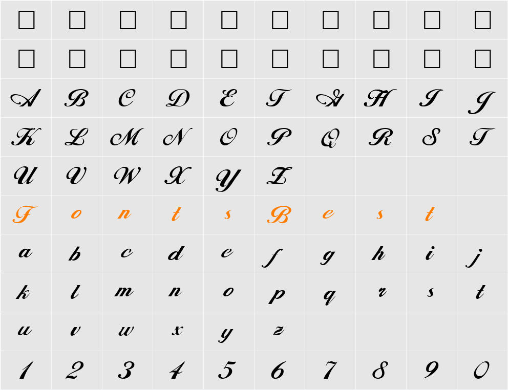MagellanScriptSSK Character Map