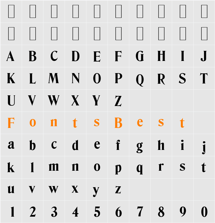 DenverSerial-Xbold Character Map