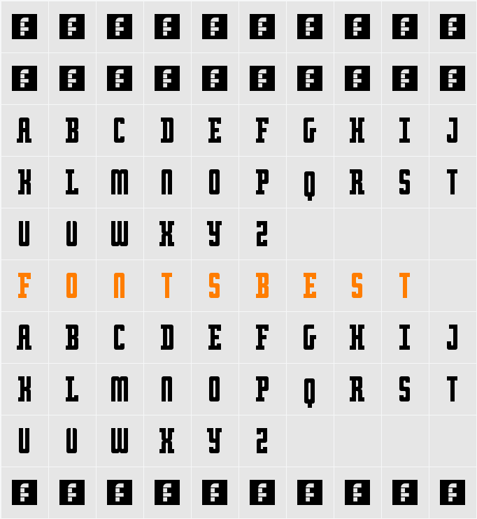 Retro serif Character Map