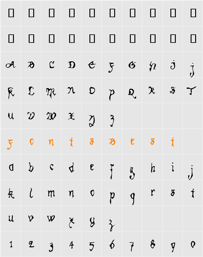 Kracklite Character Map