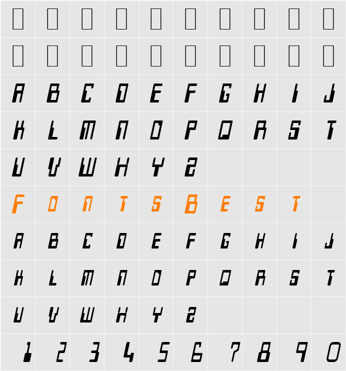 Keys-Condensed Character Map