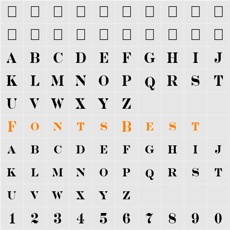 a_SeriferNrCps Character Map