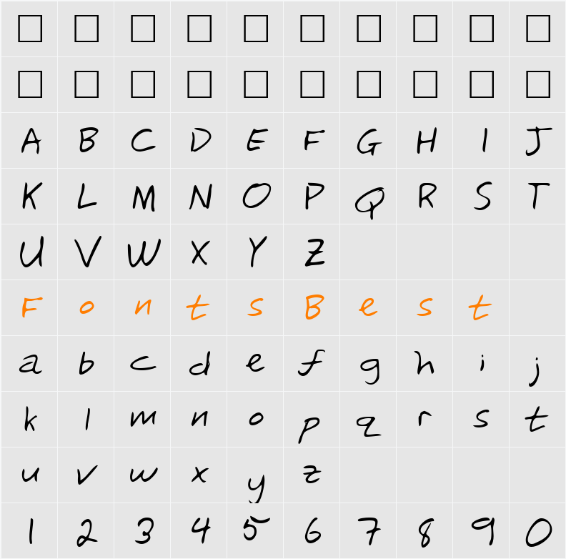 RickysHand Character Map