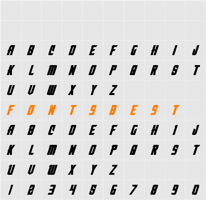 Nemesis Enforcer Bold Expanded Italic Character Map