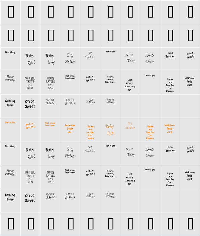 KR Scrappin Babies Character Map
