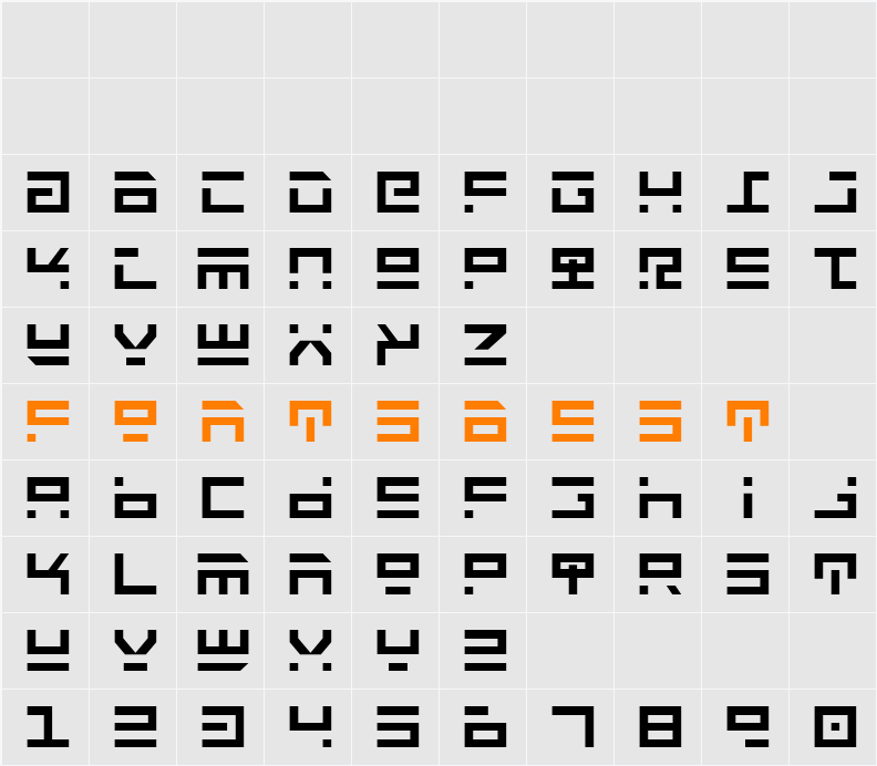 Rocket Type Character Map