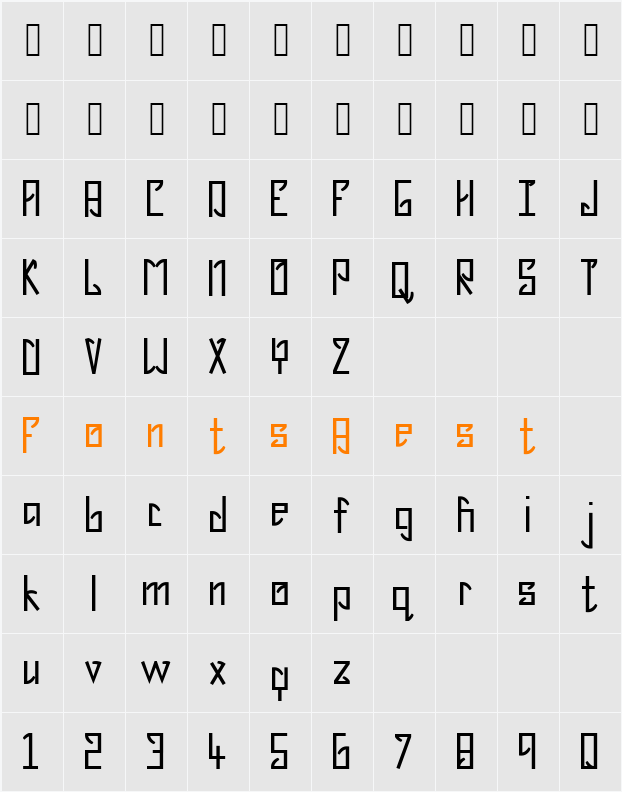 Rusty Rocky Beta 101 Character Map