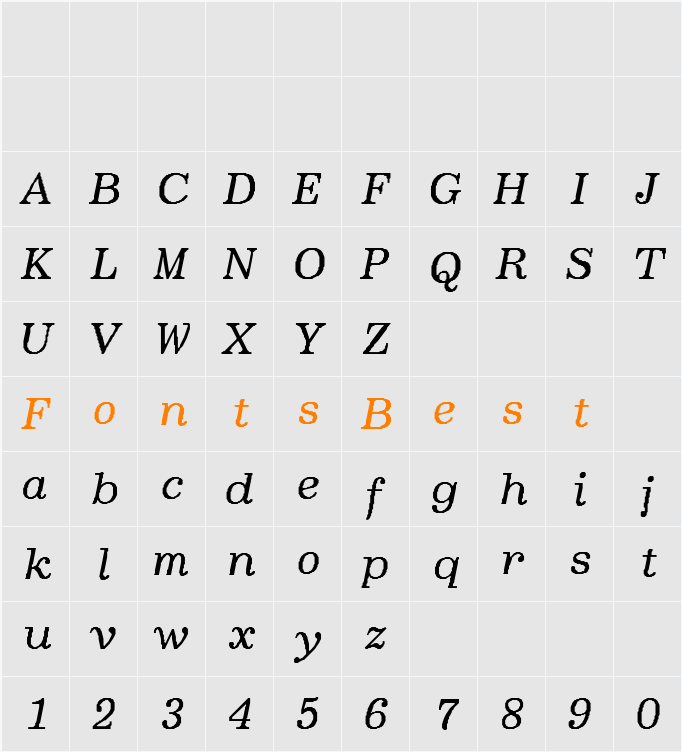 BoldfaceItalic-SemiBold-Italic Character Map