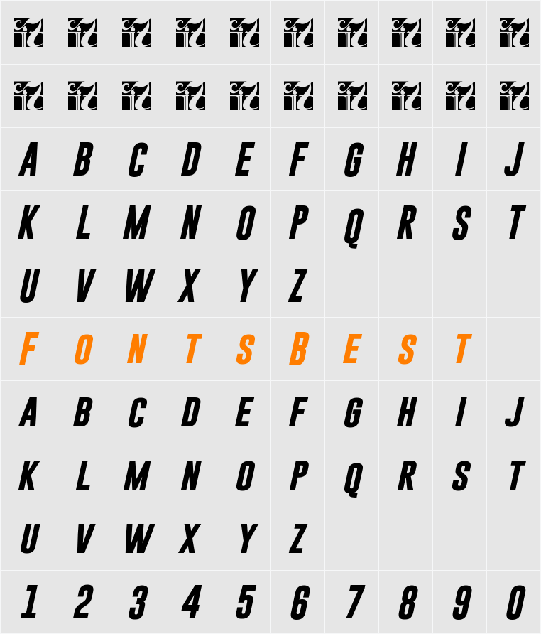 Gobold Bold Italic Character Map