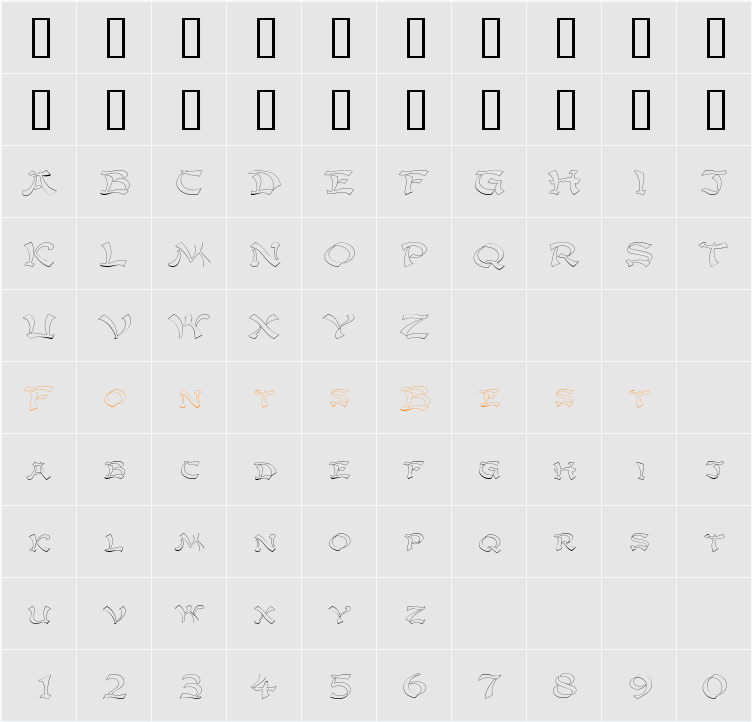 GengisKahnOutlineExtended Character Map