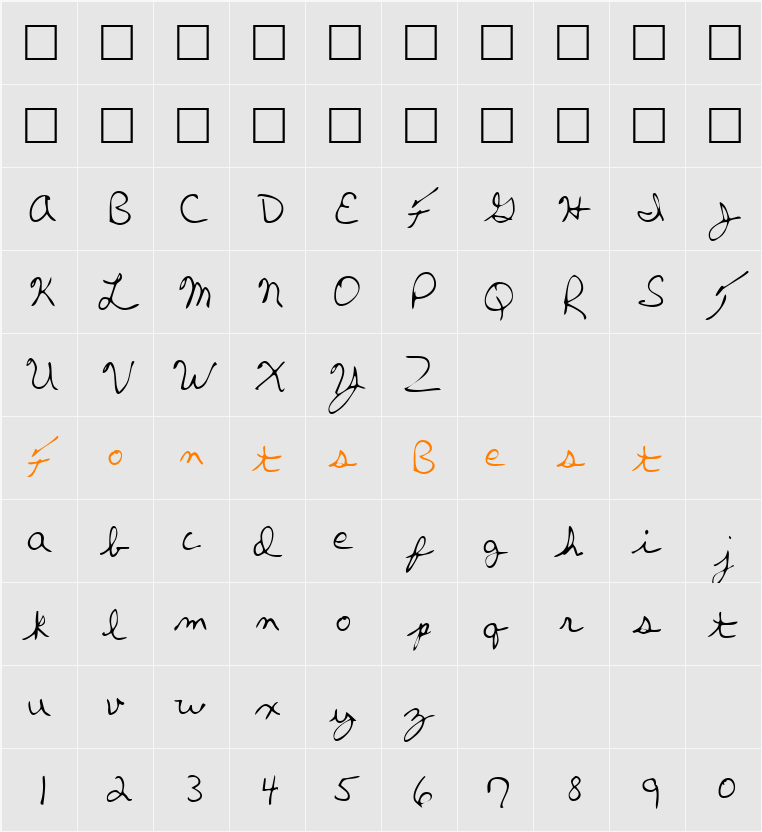 VanessasHand Character Map