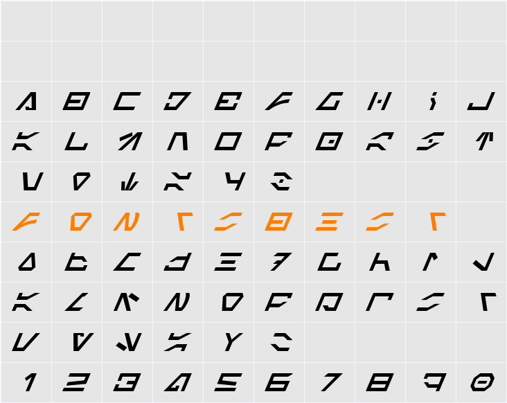 Imperial Code Italic Character Map